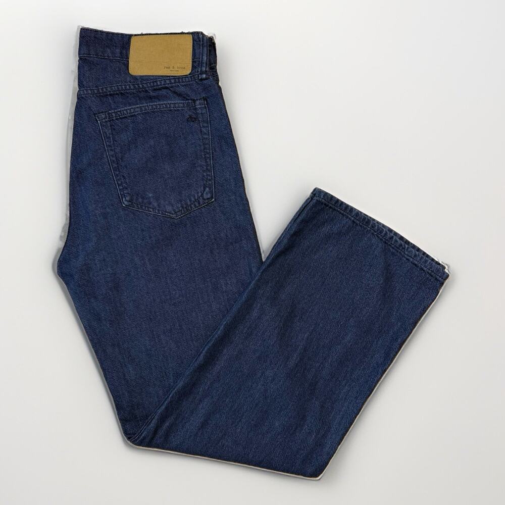 Rag & Bone Logan Mid Rise Wide Leg Jeans Women's 27 Blue Dark Wash New York